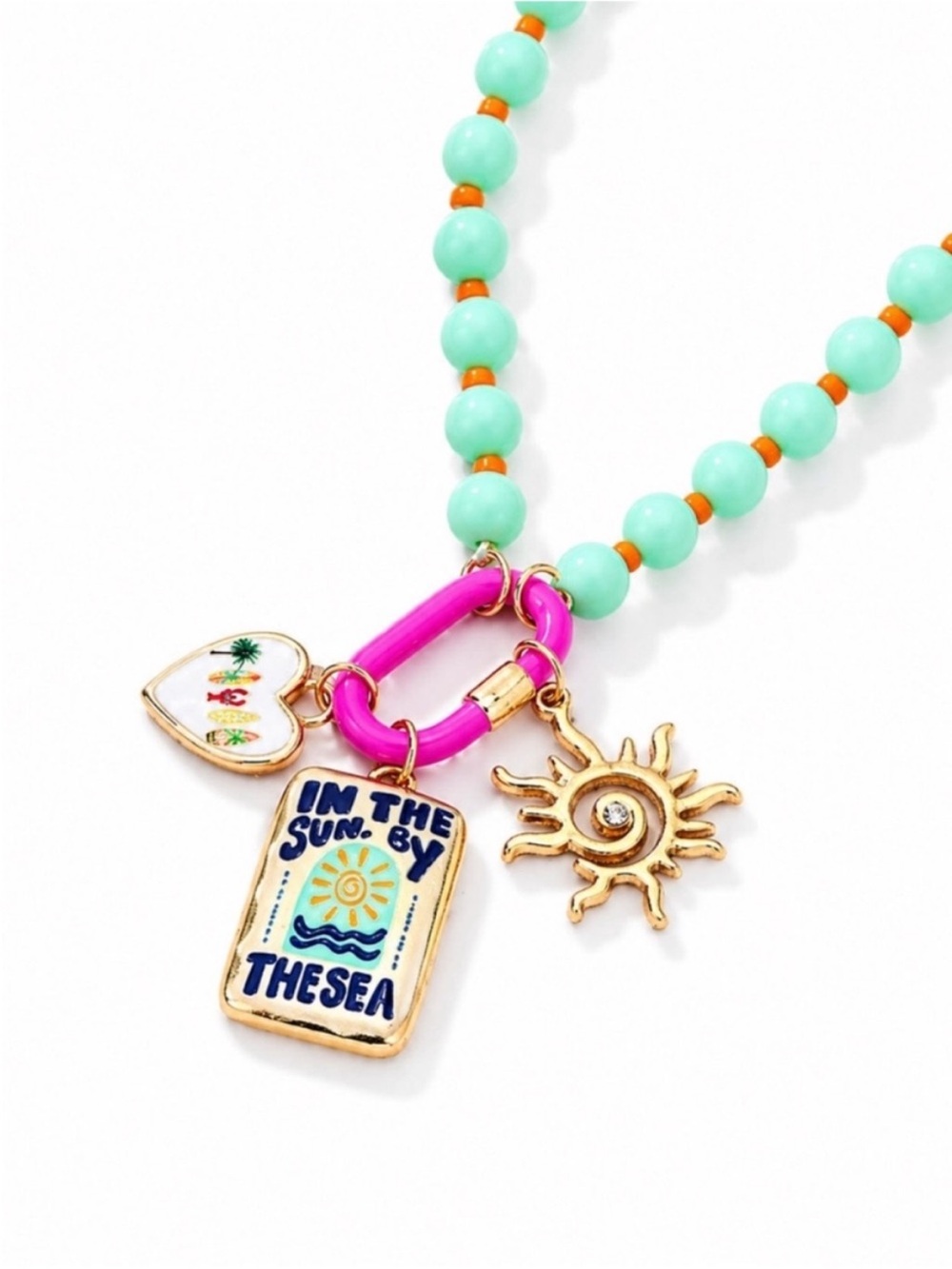 New! Coastal Green In The Sun Carabiner Charm Necklace (4020) NWOT - Picture 2 of 3